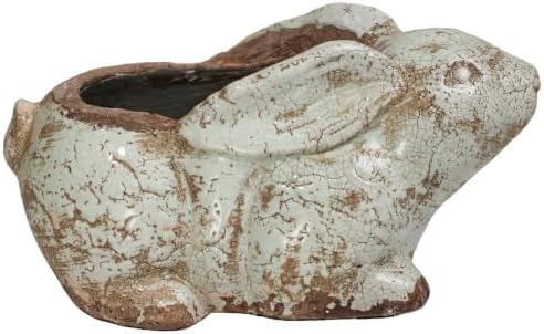 Vintage Terracotta Bunny Planter, Rustic Rabbit Figurine Home Garden Decor - Image 2