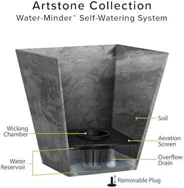 Root & Vessel Self Watering Wall Planters for Indoor or Outdoor Plants, Unique Marbled Wall Pot, Made of Eco-Friendly Blend of Stone and Plastic, Gray, 8.5" - Image 3