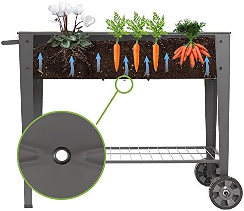 Mobile Garden Bed Metal Elevated Raised Planter Box with Legs Handlebar Outdoor Garden Planters On Wheels Apartment Patio Flower Vegetables Fruits Herb Kit Standing Frame - Image 6