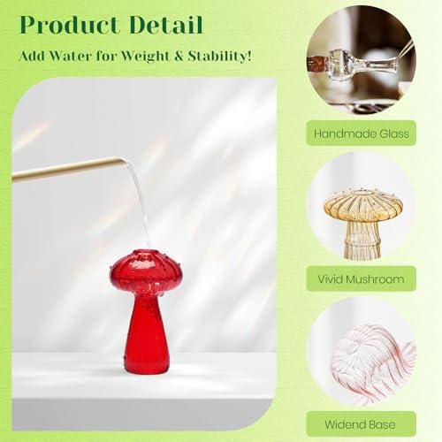 Hewory Plant Propagation Stations: 10PCS Colored Glass Mushroom Vase Jars - Image 6