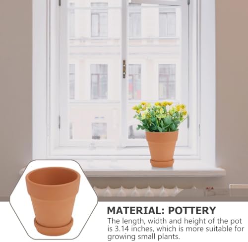 Red Terracotta Succulent Pots with Drainable Saucers, 8x8cm Clay Flower Planters for Indoor and Outdoor Gardening, 5 Sets Breathable Baked Clay Planting Containers - Image 3