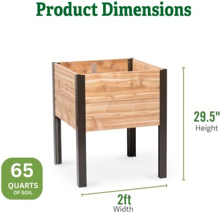 Gardener's Supply Company Raised Garden Bed Elevated Cedar Planter Box | 2' x 2' Heavy Duty Standing Garden Planters for Outdoor Plant Vegetables & Flower Gardening Perfect for Patio, Lawn & Backyard - Image 2