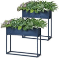 Cocoyard Elevated Metal Planter Boxes - 28 Inch Durable Raised Garden Bed with Legs for Herbs and Flowers - Perfect for Outdoor Plants, Patio, Balcony & Sunroom (Navy, 28" H - 2 Pack) by CocoyardGardenSupply