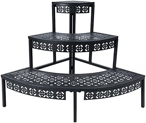 aboxoo 3-Tier Metal Plant Stand, Stair-Step Corner Shelf for Indoor/Outdoor by aboxoo