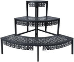 aboxoo 3-Tier Metal Plant Stand, Stair-Step Corner Shelf for Indoor/Outdoor by aboxoo