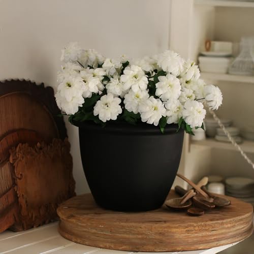 The HC Companies Sevilla Flower Planters - Durable Outdoor & Indoor Planter - Round Lightweight Self Watering Plant Pots for Herbs & More (16" Black, Pack of 1) - Image 2