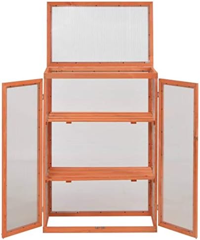 Wooden Portable Greenhouse, Garden Greenhouse Raised Flower Planter with 2 Shelves and 2 Doors, Garden Portable Mini Greenhouse Cabinet for Outdoor Indoor Use 29.5"x18.5"x42.9" -AA - Image 4