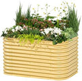 32" Extra Tall Raised Garden Bed Kits, 3.5 x 5 x 2.7ft Raised Planter Box Outdoor, 2 x 6.5 x 2.7ft Deep Root 6 in 1 Modular Metal Raised Beds for Gardening Vegetables Flowers Fruits - Sunlit Oak by Unknown