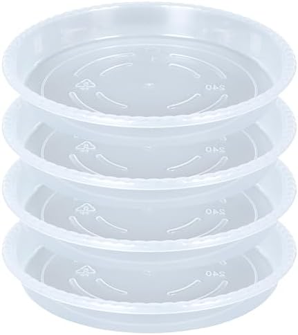 OVZILKI Plant Saucer 4 Pack of 16 inch, Clear Plastic Flower Plant Pot Saucer, Heavy Duty Plant Drip Trays Saucers for Indoor, Plant Water Tray for Planters by OVZILKI