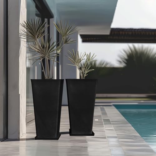 LA JOLIE MUSE Tall Outdoor Large Rectangular Planters Set of 2, 30 Inch - Image 3