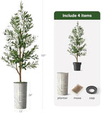 Artificial Tree in Geometric Pattern Planter, Fake Olive Silk Tree for Indoor and Outdoor Home Decoration - 68" Overall Tall (Plant Pot Plus Tree) - Image 5
