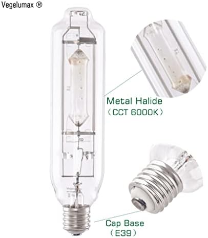 MH 1000W Metal Halide Single Ended HID Grow Light Bulb Lamp High PAR Enhanced Blue and Violet Spectrums for Hydroponic Horticulture Vegetative Growth,CCT 6000K,92,000Lumens,E39 Base - Image 7