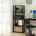Furinno Turn-N-Tube 5-Tier Multipurpose Shelf / Display Rack / Storage Shelf / Bookshelf, Square Tubes, Light Cherry/Black - Image 2