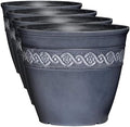 Classic Home and Garden Corinthian Resin Flower Pot Planter, Storm Blue, 8" (Pack of 4) by Classic+Home+%26+Garden