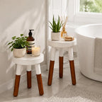 LitaEther Modern Wood Plant Stand set of 2, Accent Table, Bath Stool, Milking Stool set 9" D x 9" W x 12" H & 9" D x 9" W x 16" H for Living Room Bedroom - Image 4