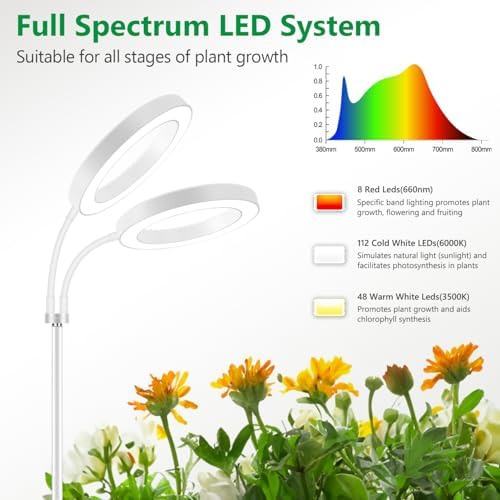 Aumtrly Large Plant Grow Light Indoor, 2 Head Full Spectrum, with 68" Stand - Image 3