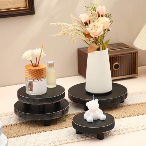 Geetery 4 Pcs Wooden Risers for Display Wood Pedestal Stand, Black - Image 3