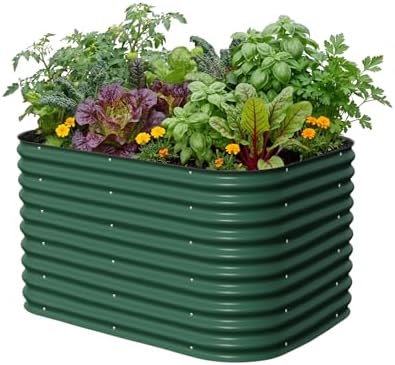 32" Extra Tall Raised Garden Bed Kits, 3.5 x 5 x 2.7ft Raised Planter Box Outdoor, 2 x 6.5 x 2.7ft Deep Root 6 in 1 Modular Metal Raised Beds for Gardening Vegetables Flowers Fruits - British Green by Unknown
