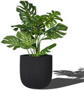 16" Pillar Fluted Outdoor Planter, Black, Modern Round Plant Pot by TerraDecoOutdoorPlanters