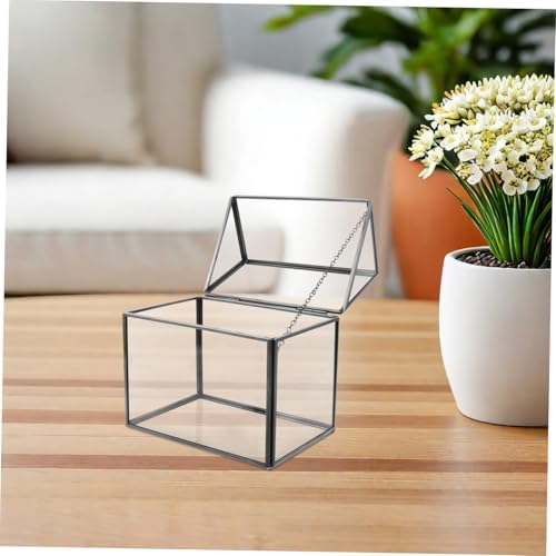 House Shape Geometric Glass Terrarium Stylish Succulent Display Case with Swing Lid Indoor Greenhouse for Home Decor Office and Housewarming - Image 5