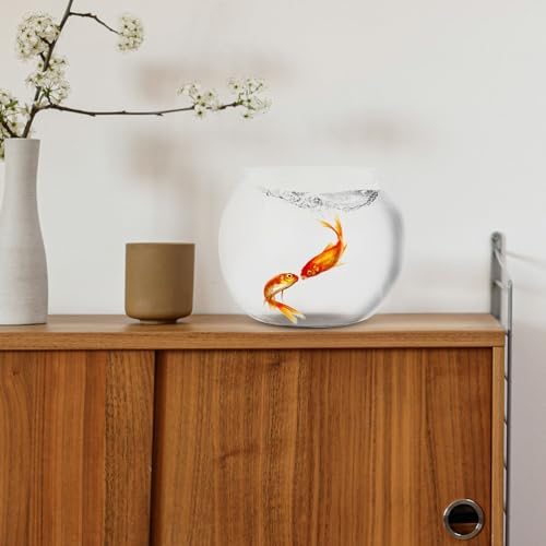 DECHOUS Round Fish Bowl Desktop Fish Tank with Base Small Aquarium Decor for Betta Hydroponic Vase Planter Clear Plastic Tabletop Bowl for Office Home Display - Image 4
