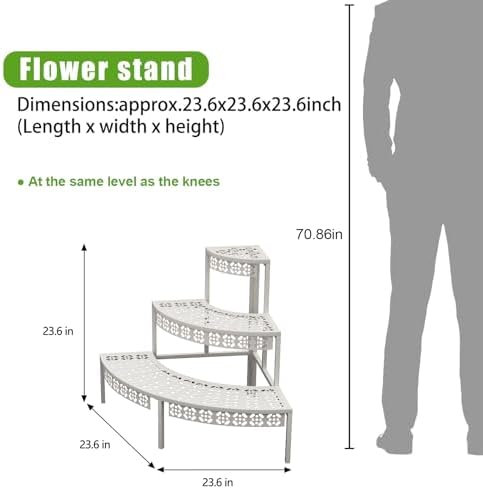 aboxoo 3-Tier Metal Plant Stand, Stair-Step Corner Shelf for Indoor/Outdoor - Image 2