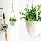 Mkono 35 Inch Macrame Plant Hanger Set of 2 and 43"/35"/29" Macrame Plant Hangers with Pots Set of 3, Indoor Different Size Hanging Planter - Image 5