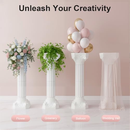 2PCS Plastic White Wedding Party Roman Pillar, Wedding Pillars, Flower Pot Columns and Pillars, Artistic Roman Column Statue Event Decor, 10.63 * 34.65in (2) - Image 4