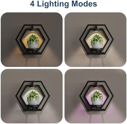 Shineled Wall Planter with Lights, Black Metal Wall Mounted Plant Stand with Adjustable Grow Light, Plant Holder for Indoor Living Room, Patio - 2 Pack - Image 4