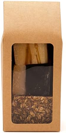 ClearBags Kraft Tapered Tote Box with Window Food Safe 3 1/2 x 3 1/2 x 8 1/2 Inches Natural Kraft Paper Attached PET Sheet Handles Cookies Candy Gifts Display Packaging 25 Pack FS321 - Image 3