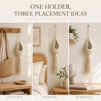 Hanging Air Plant Holder, Boho Woven Basket Wall Decor (Large) - Image 6