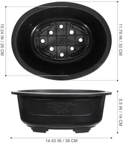 DOITOOL 2 Pcs Large Bonsai Pots 15 Inch Plastic Oval Training Planter with Drainage Holes Deep Tree Bowl for Succulent Nursery - Image 3