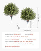 VEVOR Artificial Topiary Cypress Trees with Ground Spike, 16 inch 2 Set Faux Shrubs & Bushes Potted Plants, Fake Silk Tree Look Real for Decor Front Porch Outdoor Indoor Patio Garden Balcony Backyard - Image 7