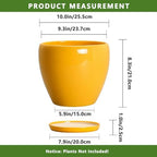 Ceramic Planters, Ceramic 10 Inch Pots for Plants Indoor, Yellow - Image 3