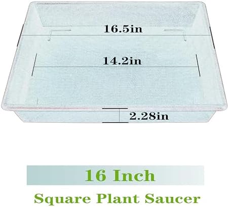 NIMYAU Square Plant Saucer 16 Inch 2 Pack, Plant Stand Plant Trays for Pots Heavy Duty Plastic Plant Saucers for Indoors Outdoors, Flower Pot No Holes Plant Lover Gardening Gifts - Image 2