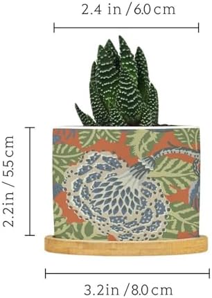 Navy Blue Floral White Ceramic Planters Green and Orange Chinoiserie Flower Pots for Indoor Plants with Drainage Holes and Saucers Pot for Outdoor Garden Home Plant - Image 2