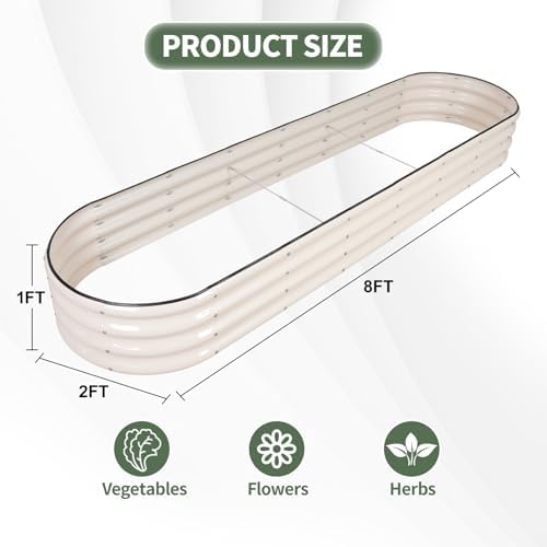 1MORE Galvanized Raised Garden Bed Outdoor,Planter Bed 8x2x1ft,White,2-Pk - Image 5