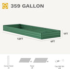 DWVO 12 x 4 x 1 FT Raised Garden Bed Kit, Outdoor Galvanized Flower Bed with Safety Rubber and Gloves, Large Metal Planter Box for Vegetables, Flowers, Herbs, Fruits, Green - Image 7