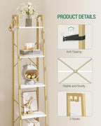 Hzuaneri Ladder Shelf, Bookshelf, Freestanding Corner Storage Shelf - Image 4
