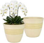 GreenShip 12 Inch Planters for Indoor Outdoor Set of 2 with Drainage Hole by GreenShipHandmadePots