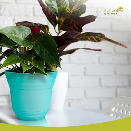 Headwind Traverse Planters – 14" 2 Pack Plastic Plant Pot in Surf Light Blue - Indoor & Outdoor Pots for Plants with Drainage - Decorative Plant Pot, Flower Pots Outdoor for Garden by Robert Allen - Image 3