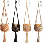Hanging Planter with Patterns,4Packs Macrame Plant Hangers Indoor Macrame for up to 8 inch Pot Crochet Boho Plant Hanger Holder for Indoor Outdoor with 4S Shaped Stainless Steel Hooks (4colors) - Image 2