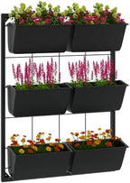 Outsunny 3-Tier Wall Planter w/ 6 Pots, Outdoor Hanging Planter, Black by Outsunny