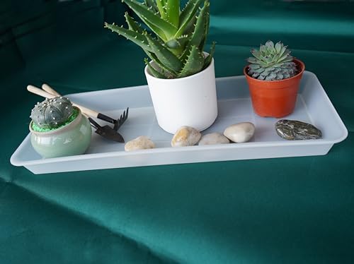 VUWEZ 2 Pack of Plastic Plant Tray Saucer Rectangular 30 inch, Plant Trays Saucers for Indoors Outdoor, Plant Water Drip Tray for Flower Pot Planter, Windowsill Plant Tray (8 X 30'', Clear) - Image 4