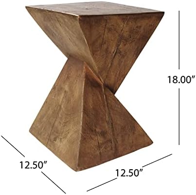 ø12.5'' Light Concrete Side Table End Table for Outdoor, Modern Retro Farmhouse Style, Magnesium Oxide Material & Hand Painted, No Assembly, Natural - Image 2