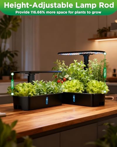 Hydroponics Growing System Kits,Smart Indoor Herb Garden with 24W LED Grow Light Planting Height Adjustablewith,12 Pods Plant Germination Kit,with Quiet Pump, Ideal Gift for All Ages - Image 5