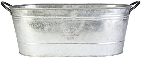 16" Oval Washtub Planter, Aged Galvanized Finish by Panacea