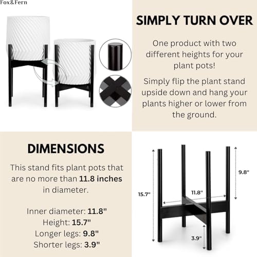Fox & Fern Mid Century Plant Stands for Indoor Planters, Bamboo, 11.8 Inch - Image 6
