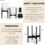Fox & Fern Mid Century Plant Stands for Indoor Planters, Bamboo, 11.8 Inch - Image 6