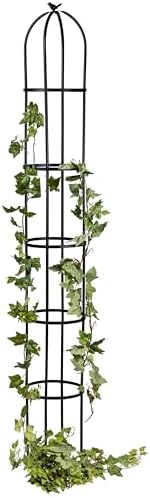 Evergreen Metal Garden Obelisk Trellis for Climbing Plants Outdoor, Indoor Plant Trellis for Potted Plants, Floral Pattern Arch Trellis (Black, 7 ft. Round) by EvergreenGarden